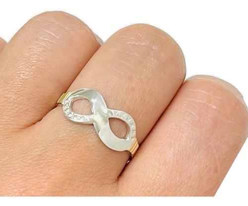 Ao 178  Anillo Infinito Ancho Plata Y Oro 