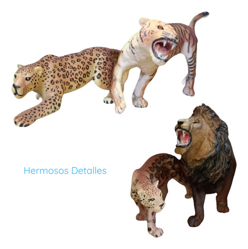 Juguete Animales De La Selva Familia Tigre León Guepardo X4
