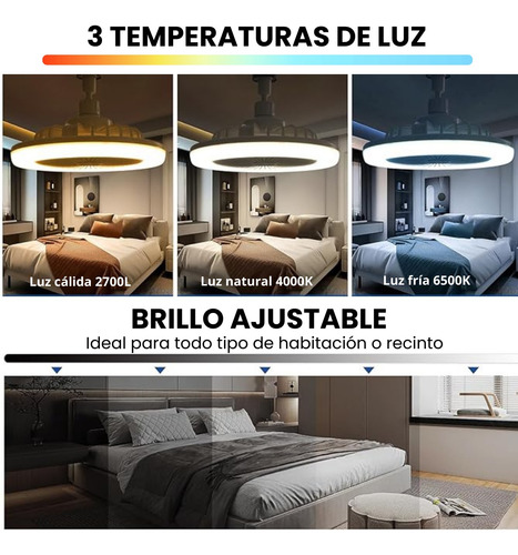 Ventilador Lámpara Techo 3 Tonos 3 Velocidades Control Fijo