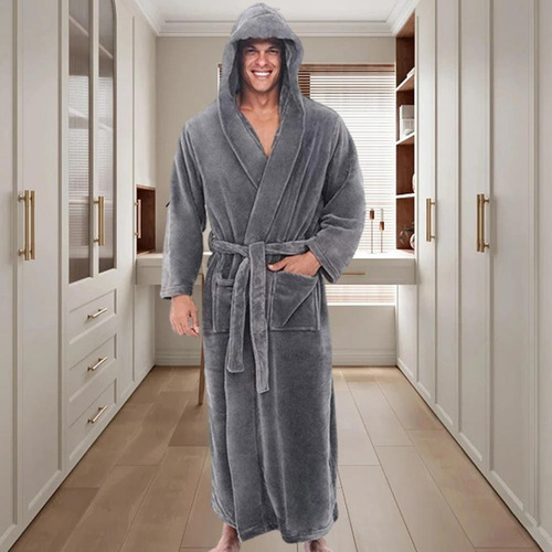 Albornoz Con Capucha Para Hombre, Bata De Franela, Bata De B