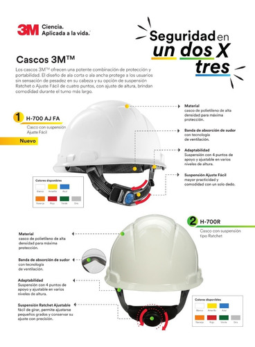 Casco 3m Blanco H700 Con Ratchet Fire-peru