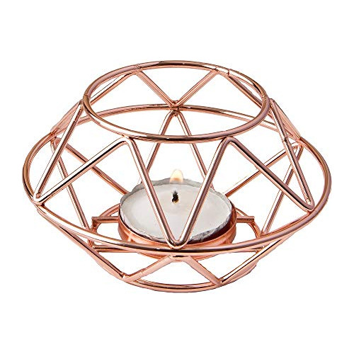 Diseño Geométrico Del Metal Del Oro De Rose Tealight Vela Ti