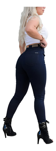 Jean Mujer Elastizado Denim Liso Chupin Calce Perfecto Liso