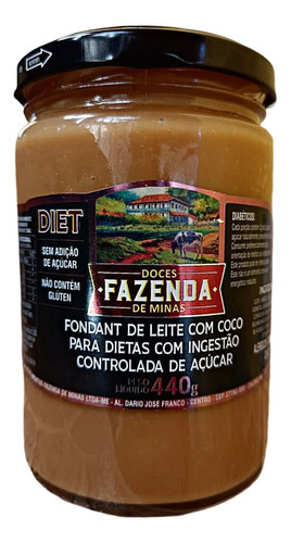 Fondant De Leite Com Coco Diet Fazenda De Minas 440g