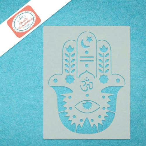 Stencil Mano De Fátima Plantilla Reusable Para Manualidades