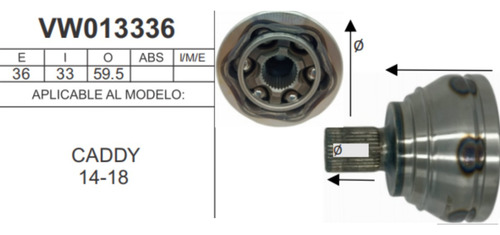 Espiga L/r E36 I33 059.5 Para Caddy 2014-2015-2016-2017-2018