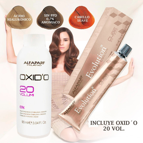 Tinte Para Cabello Alfaparf Evolution 60gr + Peroxido 20vol Tono 6.3 - Rubio Oscuro Dorado