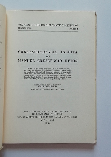 Correspondencia Inédita De Manuel Crescencio Rejon (Usado)