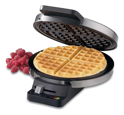 Wafflera Redonda Eléctrica Cuisinart Antiadherente Compacta Plateado