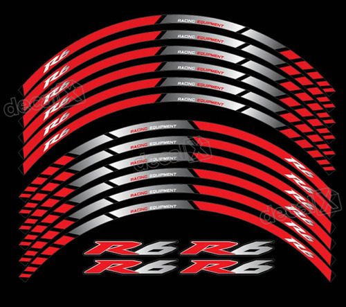 Kit Adesivo Friso Refletivo Roda Moto Yamaha R6 Fri32 Cor Adesivo Emblema Gráfico Friso R6 Tricolor