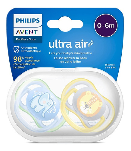 Imagen 6 de 6 de Chupones Ultra Air Elefante 2 Uni Scf085/01 Philips Avent