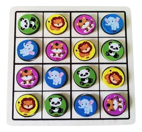 Juego Madera 2en1 Didáctico Sudoku Animales Tic Tac Toe -234