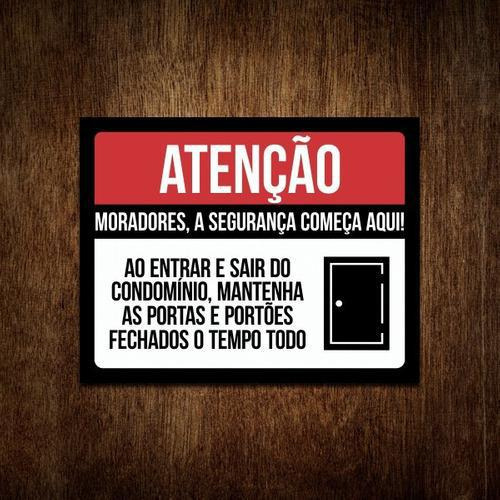 Kit 10 Placas De Atenção Mantenha A Porta Fechada Condomínio