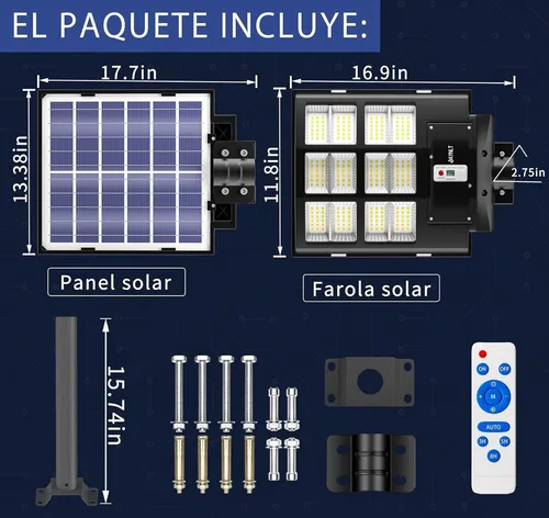 Foco Solar Led 500w Luminaria Full + Soporte + Control