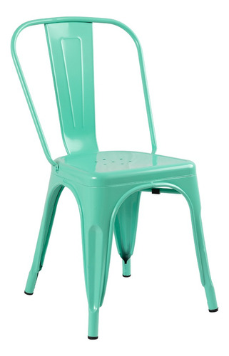 Set 4 Piezas Tolix De Metal Para Comedor Apilables Industria Color de la estructura de la silla Verde menta
