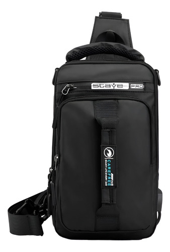 Bolsa De Peito Transversal 18gate Professional Oxford, Usb Acambamento Dos Ferragens Preta Cor Preta Correia De Ombro Preta Desenho Do Tecido Liso