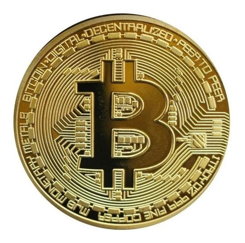 Moeda Física Bitcoin Detalhes Alto Relevo Coleção