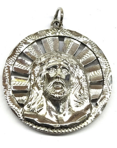 Rostro Cristo Medalla Sobre Moneda De Plata Autentica