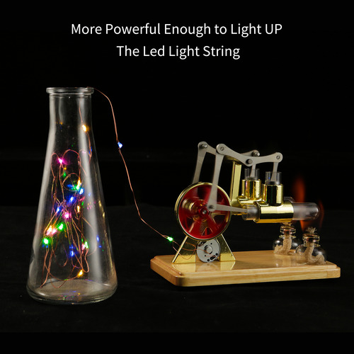 Kit De Motor Stirling Modelo Dual Con Luz Led Para Educación