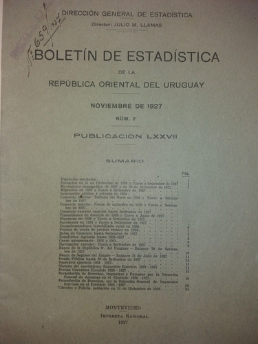 Boletin De Estadistica Uruguay 1927 Hacienda Comercio Y Mas