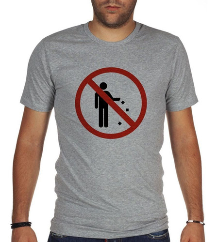 Remera De Hombre Señalizacion Prohibido Botar Basura