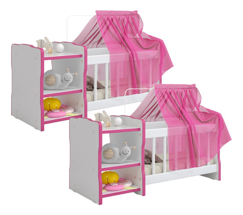 02 Berços P/  Boneca Cristal Brinquedo Infantil Criança Bebê