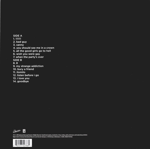 Imagen 2 de 3 de Billie Eilish When We All Fall Asleep...? Vinilo Nuevo Eu
