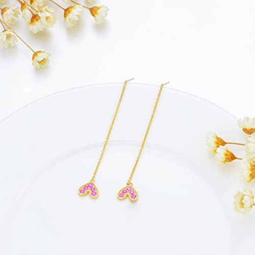Pendientes De Rosca De Corazón De Oro De 14 Quilates Con Rub