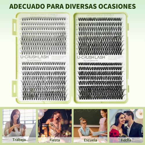 640 Racimos Kit De Pestañas Postizas Reutilizables 8-16mm