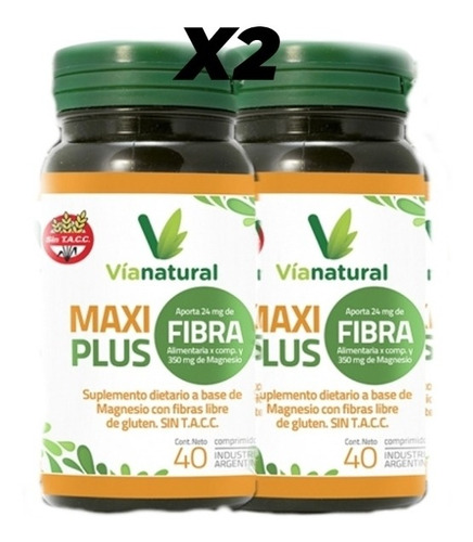 Suplemento en comprimidos Vianatural  Grandiet Maxifibra Plus fibras en frasco de 0mL 40 un pack x 2 u
