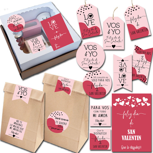 Kit Imprimible San Valentín Enamorados3 Tags+etiquetas+tarj.