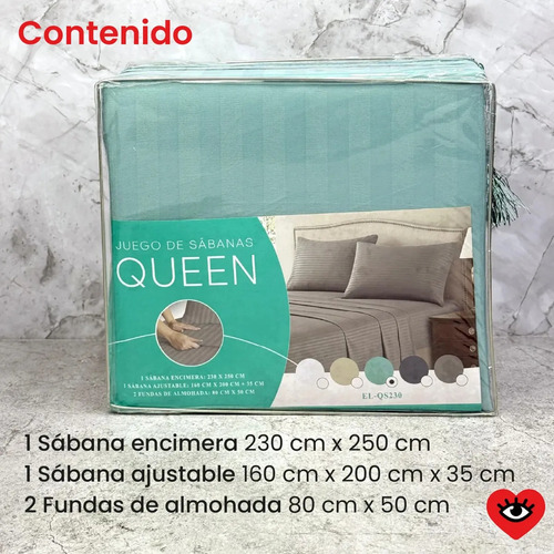 Juego De Sabanas Queen Poliester Verde Agua 2 Plazas Veoquiero