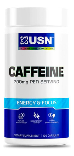 Cafeína 200mg, Caffeine Usn Energy & Focus 100cap