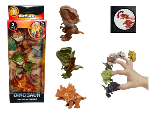 Pack 3 Juguetes Para Niños Jurassic Dinosaurios Mordelones