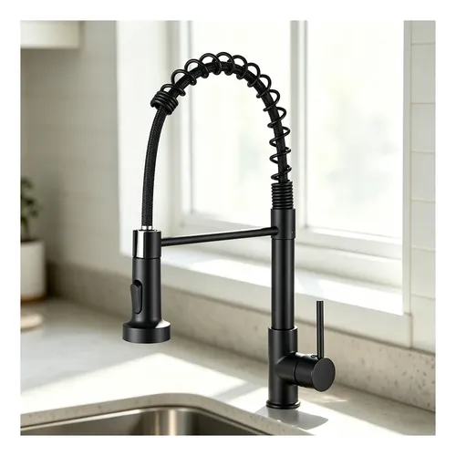TORNEIRA COZINHA BANCADA MONOCOMANDO INOX PRETO FOSCO 360° PRETO FOSCO