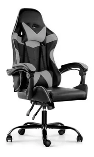 Silla Gamer Consola Ergonómica Reclinable Respaldo Alto Color Gris/Negro Material del tapizado Cuero sintético