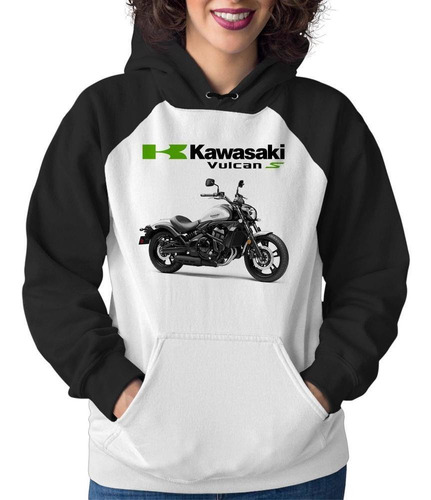 Moletom Feminino Moto Kawasaki Vulcan S 650 Branca