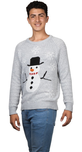 Suéter Navideño Muñeco De Nieve Gris Couple Uggly Sweater 