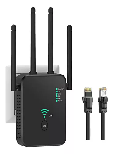 Repetidor WiFi – Amplificador de rango WiFi de 1200 Mbps, Amplificador de  señal inalámbrico, Amplificador de doble banda 2.4G y 5G, 4 antenas de