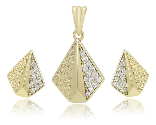 Aretes + Dije Oro 14k Lam Swarovski Perfecto Regalo Dama 