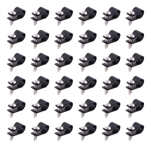 Swpeet Juego 60 Clips Nailon Plastico Tipo R Color Negro 5