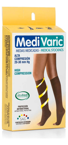 Media Dama Rodilla 20-30 Mmhg Medivaric Opaca Dedos Libres