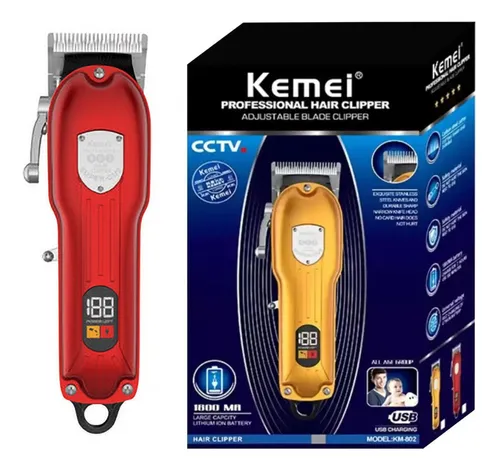 Maquina Cortar Pelo Profesional Kemei Recargable + Patillera