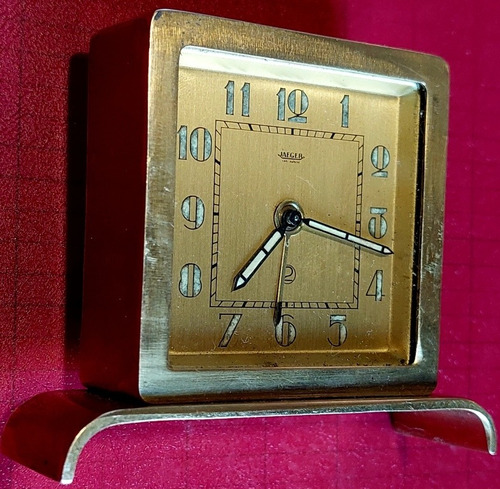 Antiguo Reloj Despertador Jaeger Estilo Art Deco Bronce