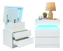 Comprar Mesita De Noche Led Con 2 Cajones Mesita De Noche Con