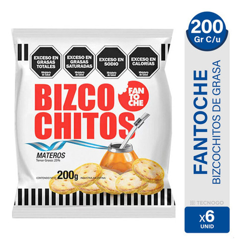 Bizcochitos Fantoche De Grasa Materos Bizcocho - Pack X6