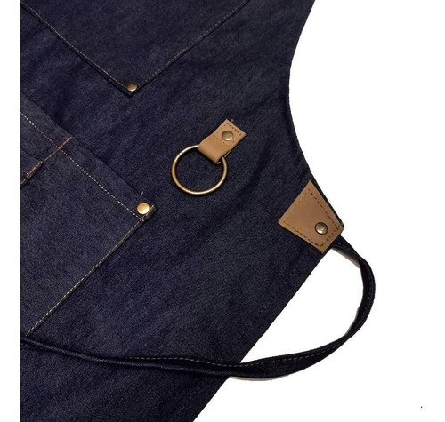 Imagen 5 de 6 de Delantales Jean Y Cuero Unisex Porta Repasador O Toalla