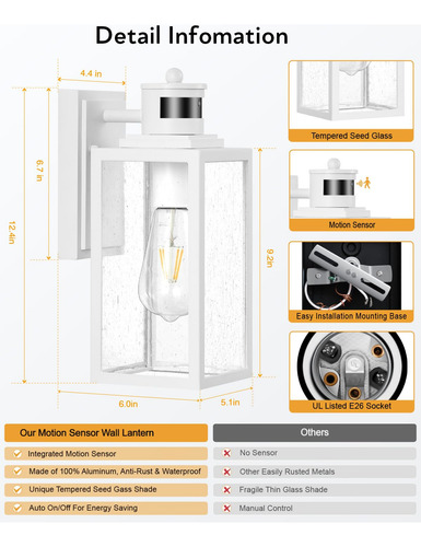 Lámpara De Exterior Con Sensor De Movimiento Led Impermeable