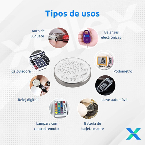 Imagen 3 de 8 de 5 X Pilas Boton Cr1225 1225 Renata Original Suiza Blister