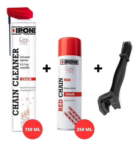 Pack Limpiador /kit Lubricante Cadena De Moto Ipone Rojo